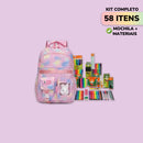 Kit 58 ITENS + Material Escolar Mochila Escolar Volta as Aulas Material Escola Kit completo!