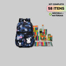 Kit 58 ITENS + Material Escolar Mochila Escolar Volta as Aulas Material Escola Kit completo!