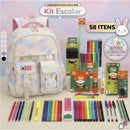 Kit 58 ITENS + Material Escolar Mochila Escolar Volta as Aulas Material Escola Kit completo!